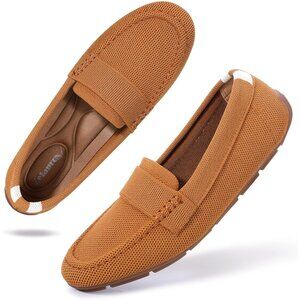 Zelaprox Women Brown Mesh Slip on Comfortable Foam Loafer Shoes Flat Shoes